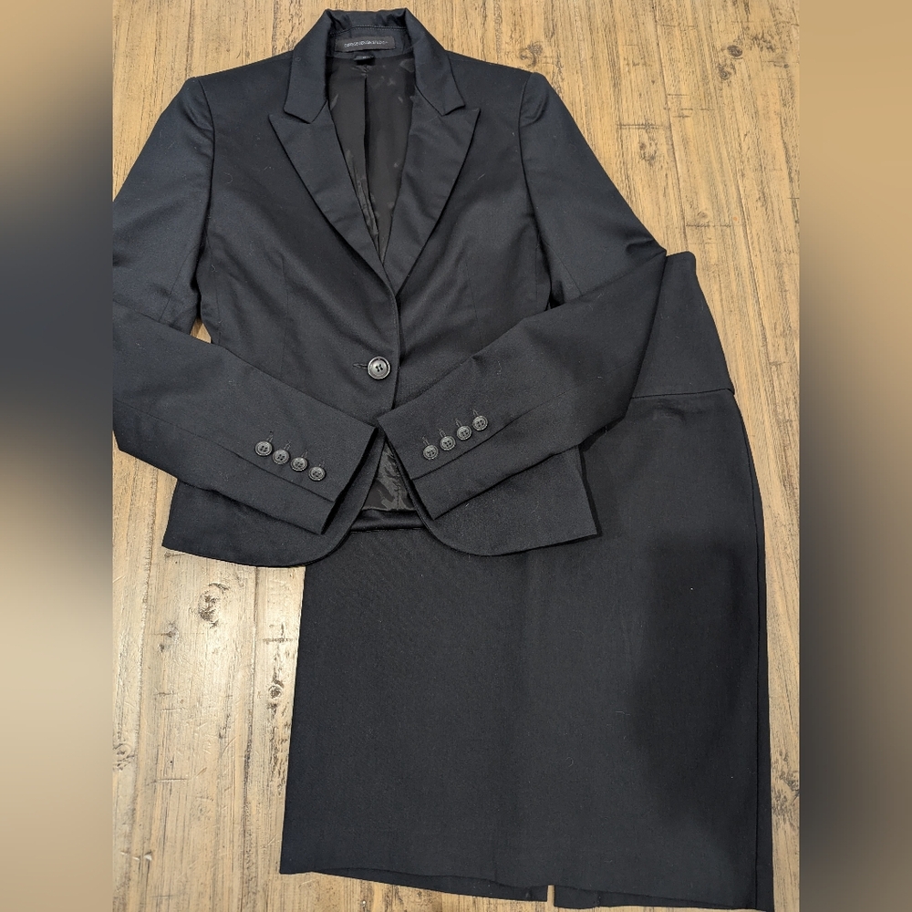 Express Design Studio 2PC Suit Blazer Jacket and Skirt Set, Black, Size 0